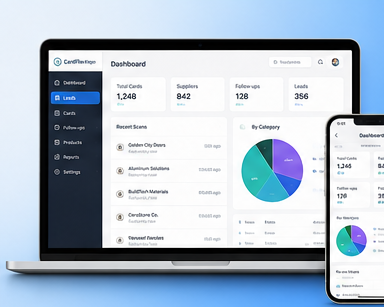 CardFlow Expo dashboard and mobile app for business card scanning and lead management