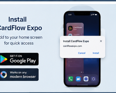 Install CardFlow Expo on mobile from Google Play or browser