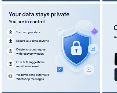 Privacy and data control message for CardFlow Expo