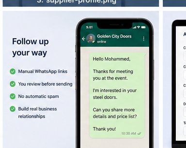 Manual WhatsApp follow-up message prepared by CardFlow Expo
